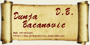 Dunja Bacanović vizit kartica